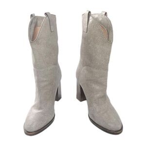 Sigerson Morrison  Leather Boots Women's Size 9 Snakeskin Embossed Gray